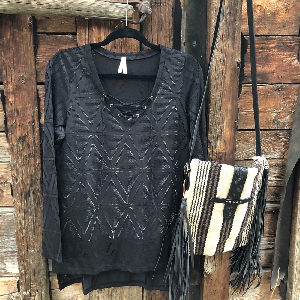 Roper Dillon Lace-Front Top Size S